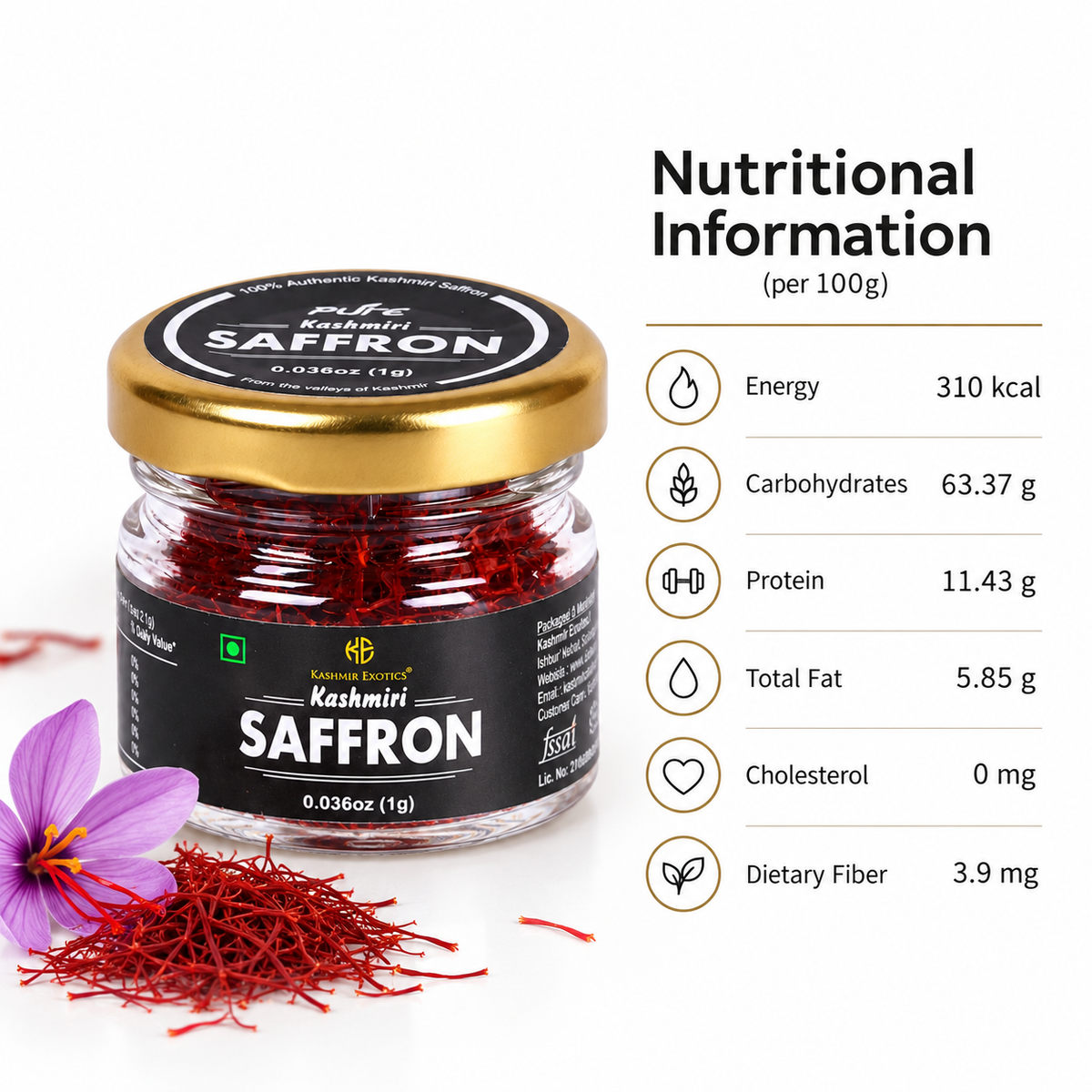 Pure Kashmiri Saffron 1gm