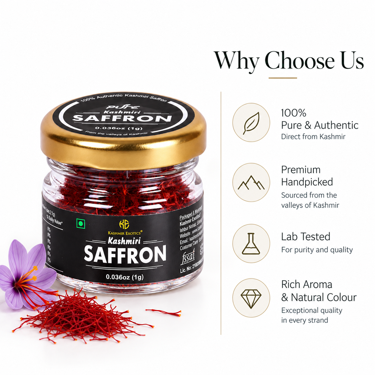 Pure Kashmiri Saffron 1gm