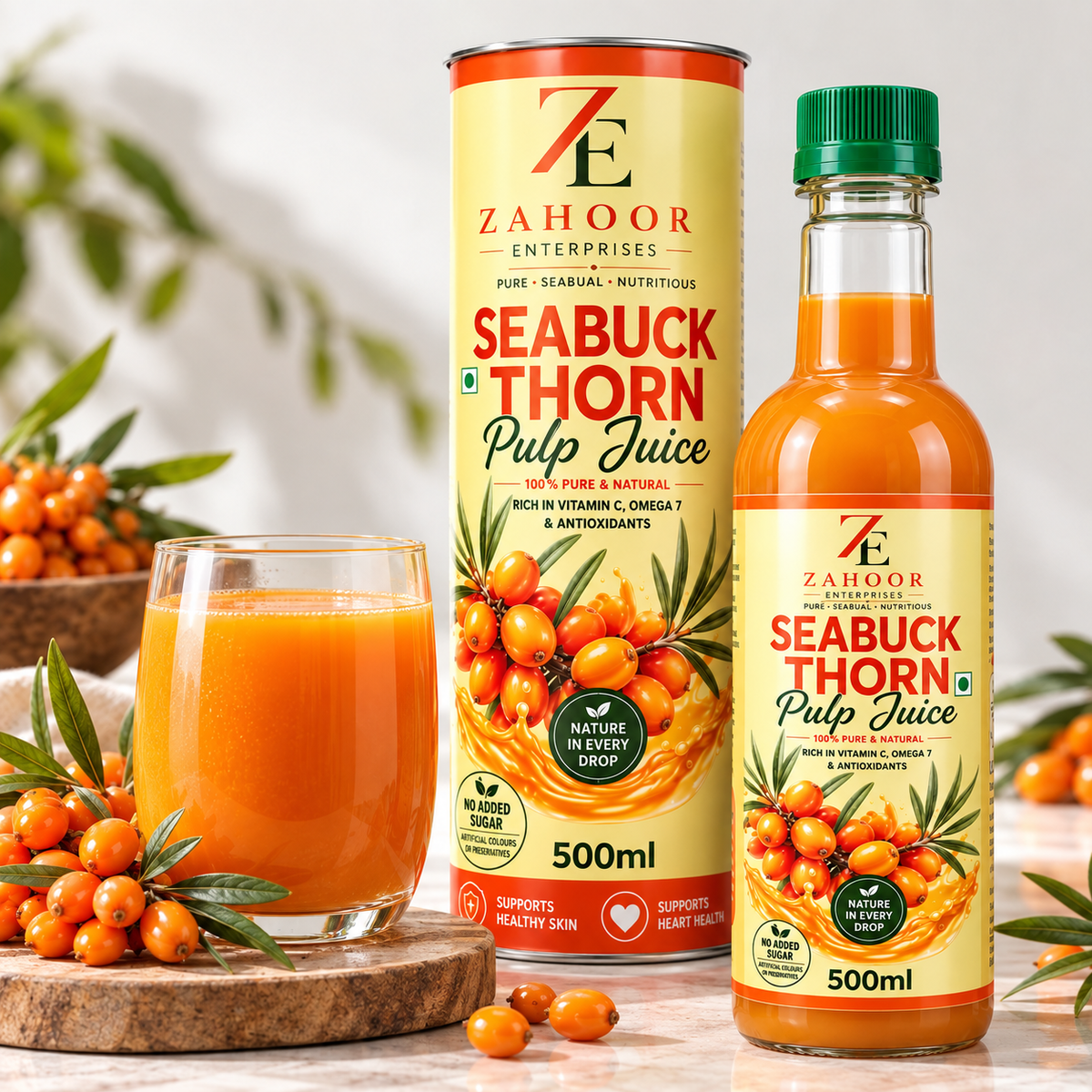 Natural Sea Buckthorn Pulp Juice Cold Pressed 500ml