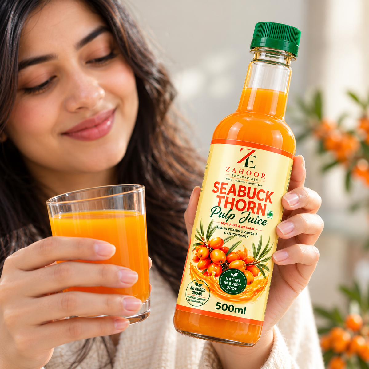 Natural Sea Buckthorn Pulp Juice Cold Pressed 500ml