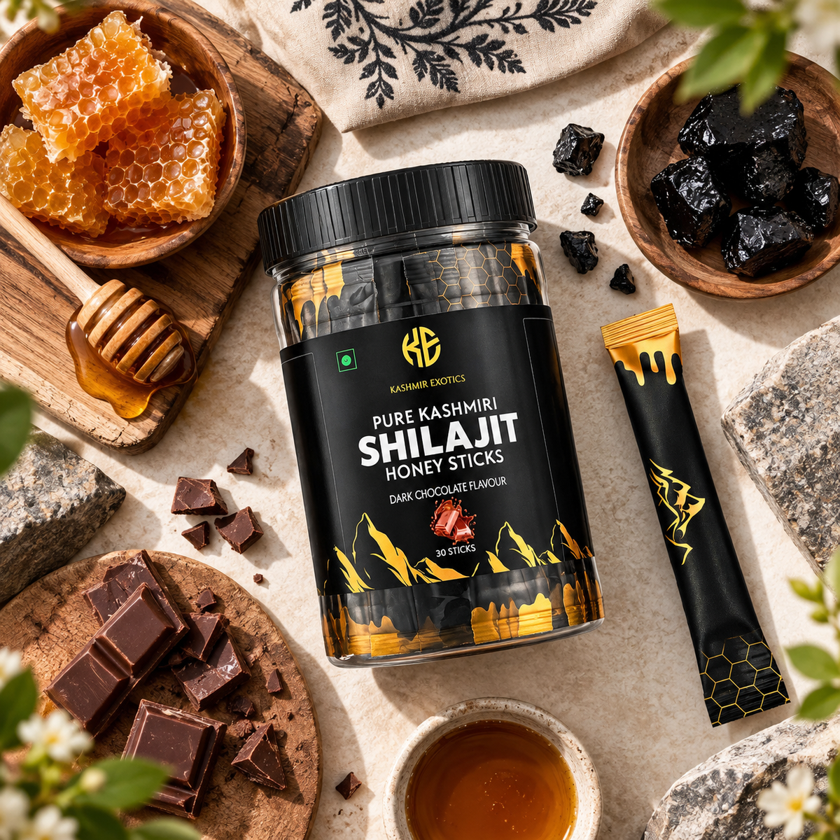 Pure Kashmiri Shilajit Honey stick Chocolate flavour (30 sticks)
