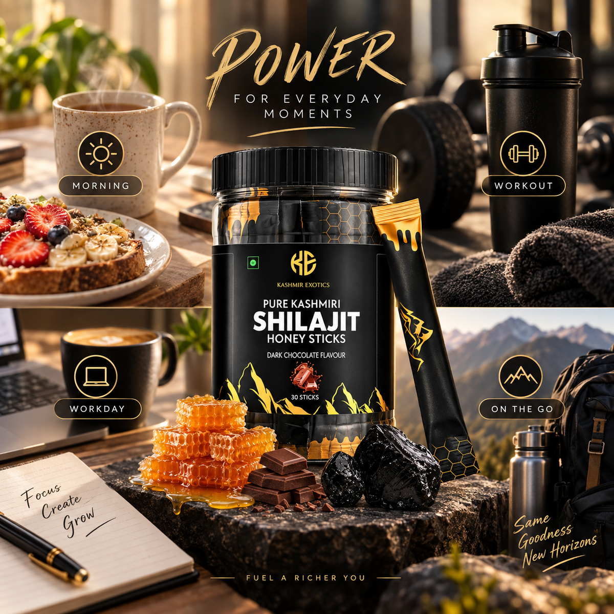 Pure Kashmiri Shilajit Honey stick Chocolate flavour (30 sticks)