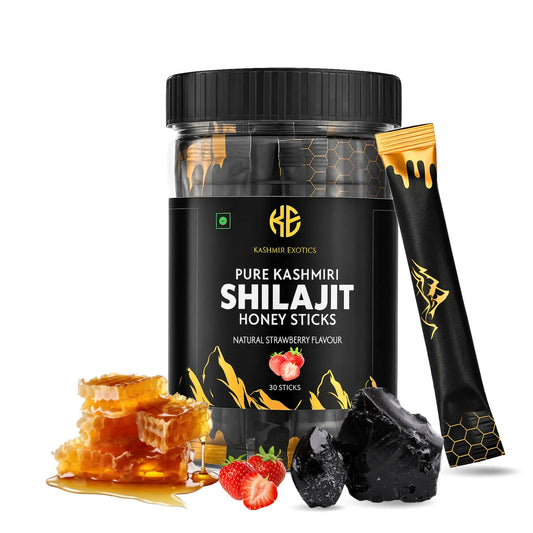 Pure Kashmiri Shilajit Honey stick Strawberry flavour (30 sticks) Kashmir Exotics
