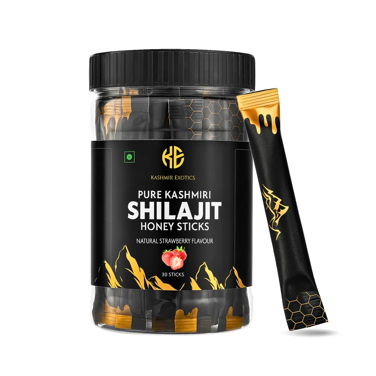 Pure Kashmiri Shilajit Honey stick Strawberry flavour (30 sticks) Kashmir Exotics