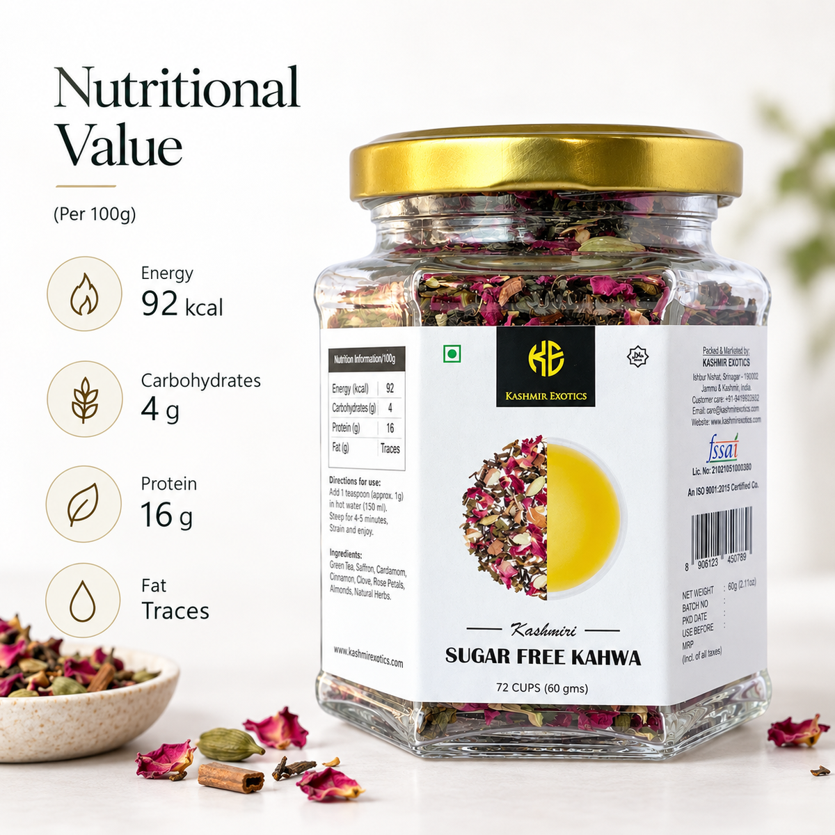 Sugar Free Kashmiri Kahwa 60gm (72 cups)
