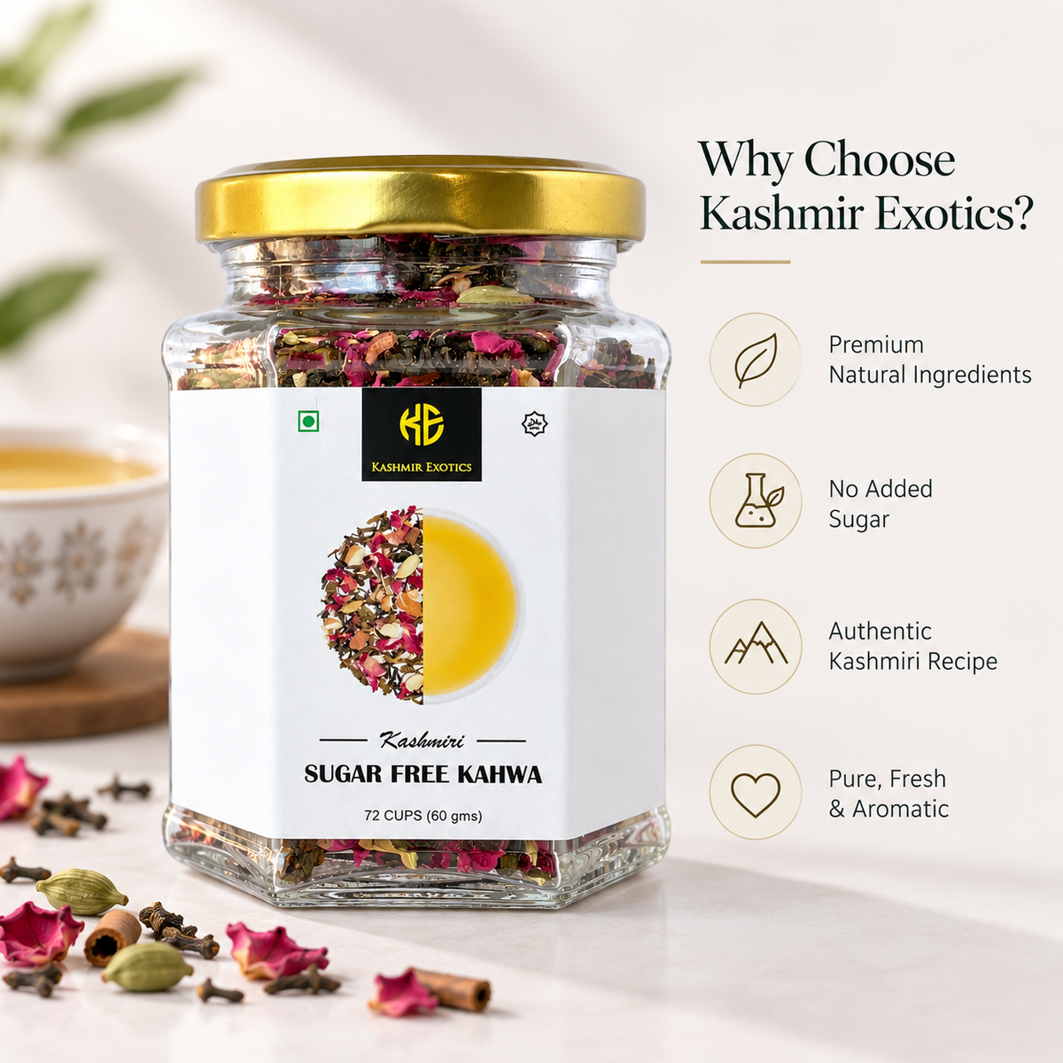 Sugar Free Kashmiri Kahwa 60gm (72 cups)