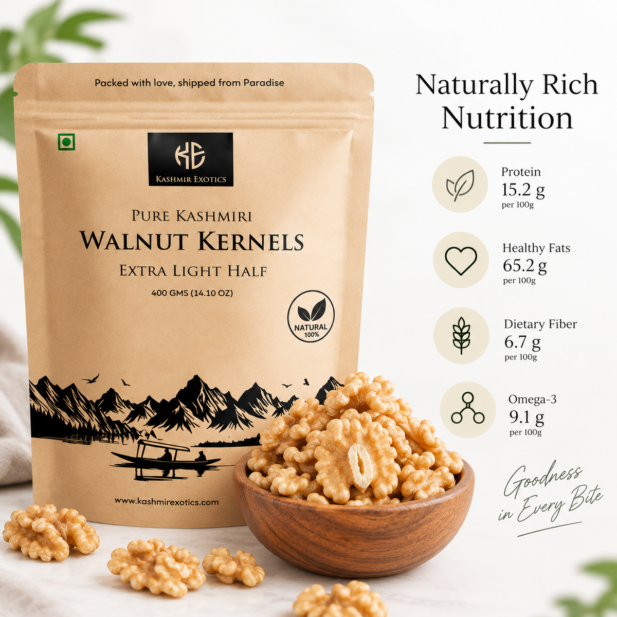 Pure Kashmiri Walnut Kernels Extra Light Half