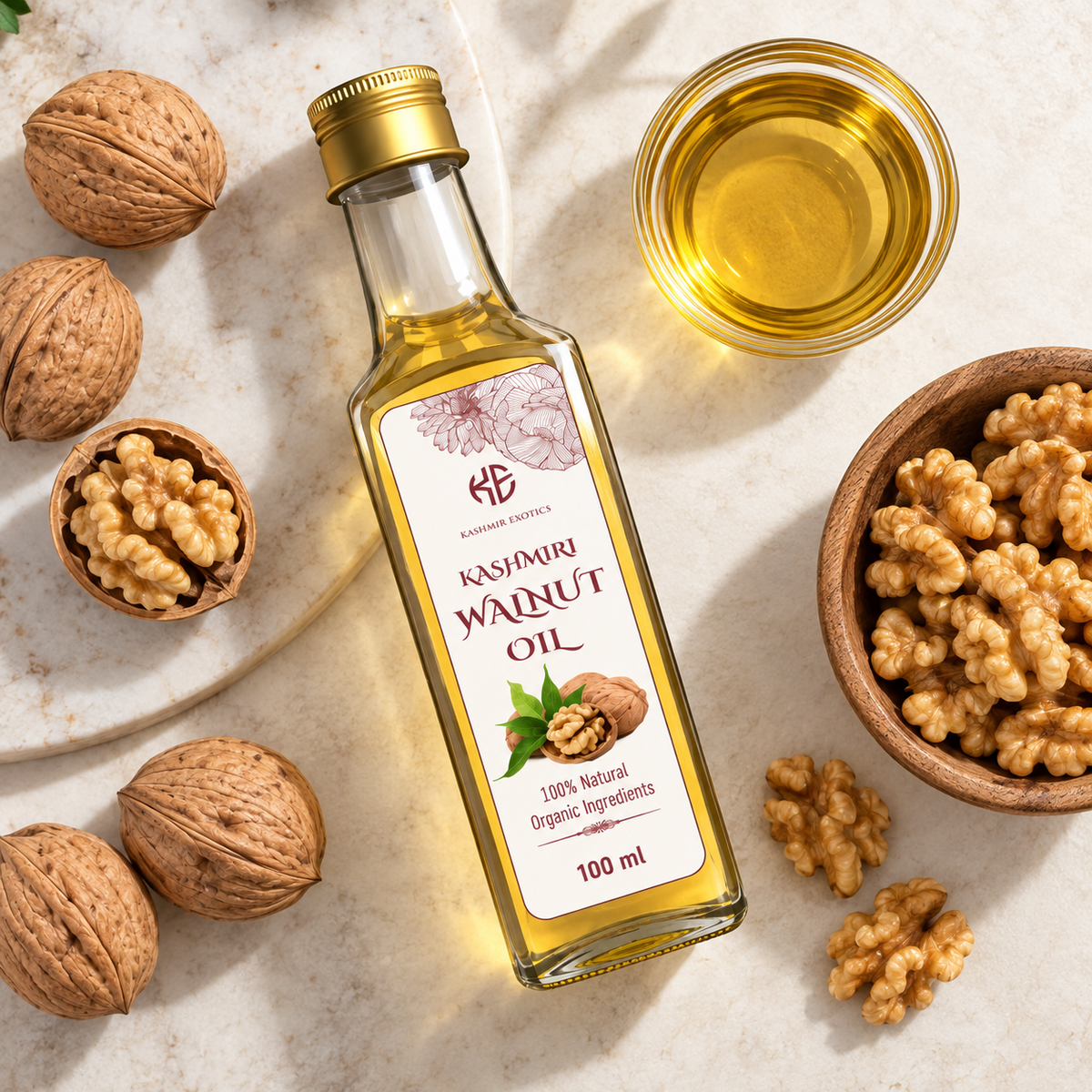 Pure Kashmiri Walnut Oil, 100% Natural, Organic Ingredients, 100 ml