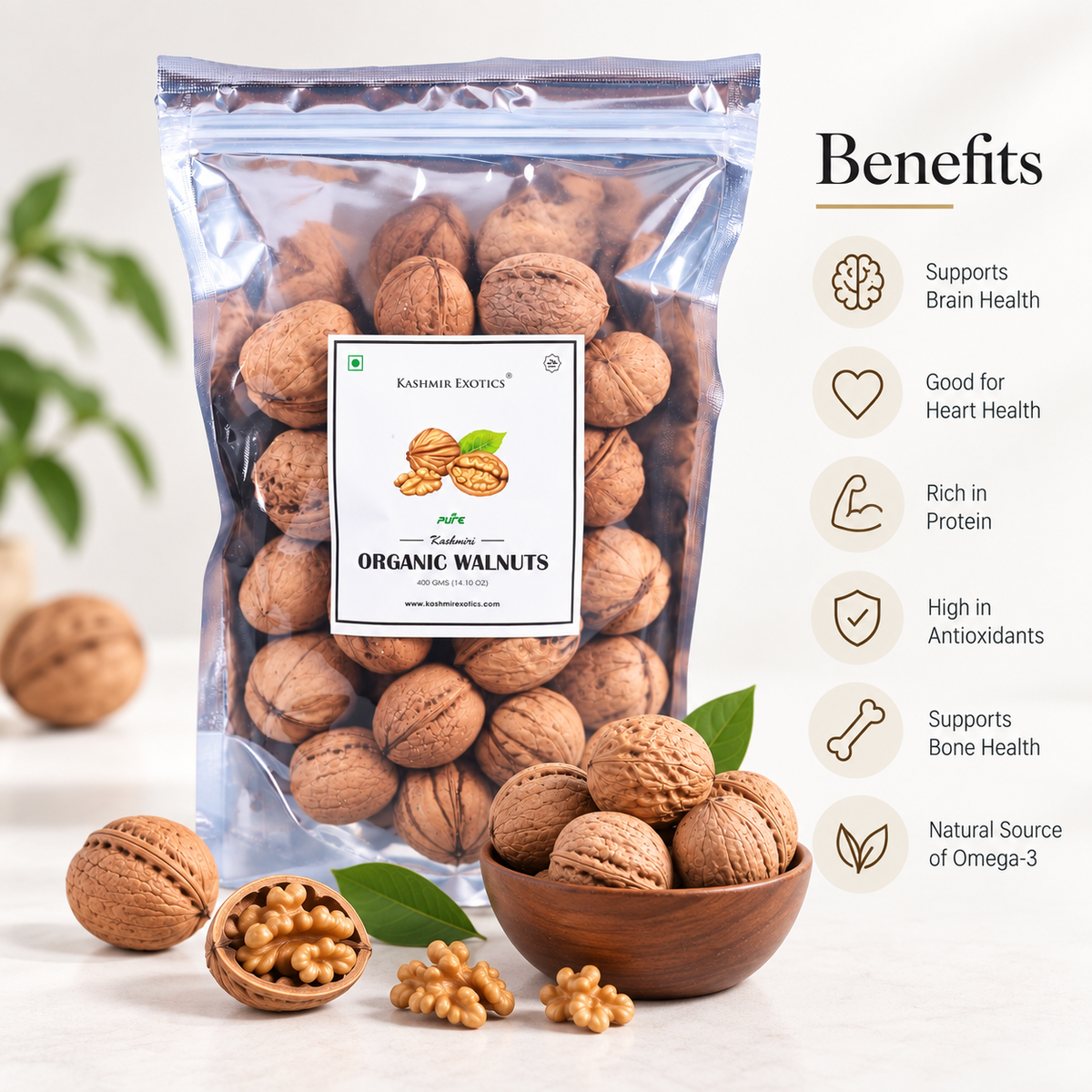 Pure Kashmiri Organic Walnuts With Shell