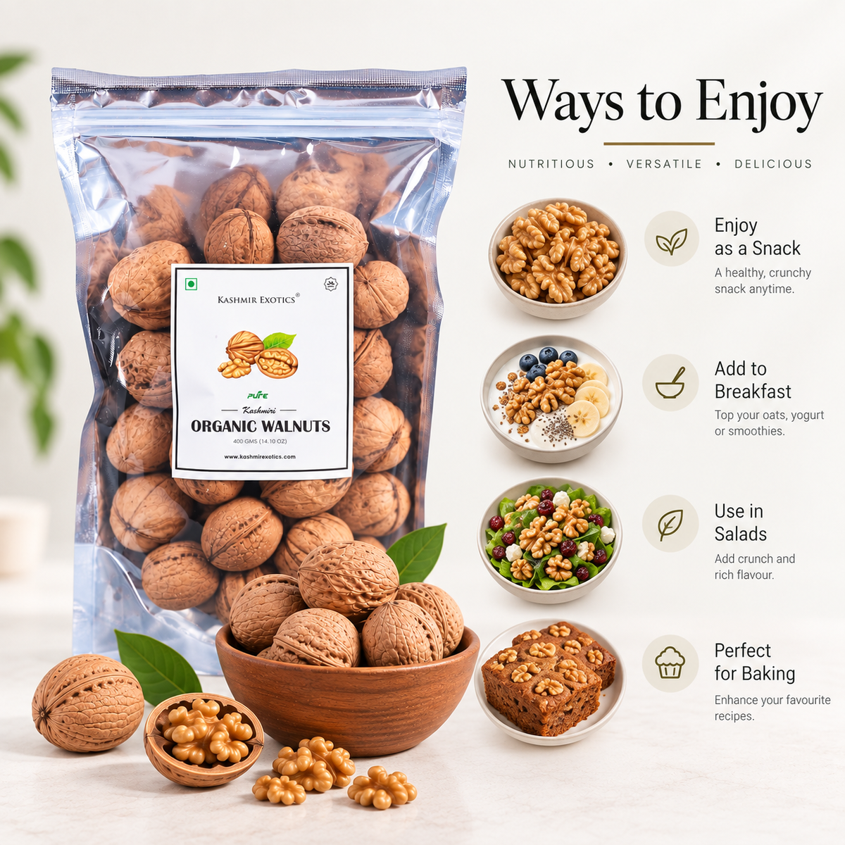Pure Kashmiri Organic Walnuts With Shell