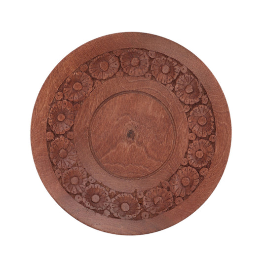 Handcrafted walnut wood carved saucer (6 x 6 x 1 Inches)