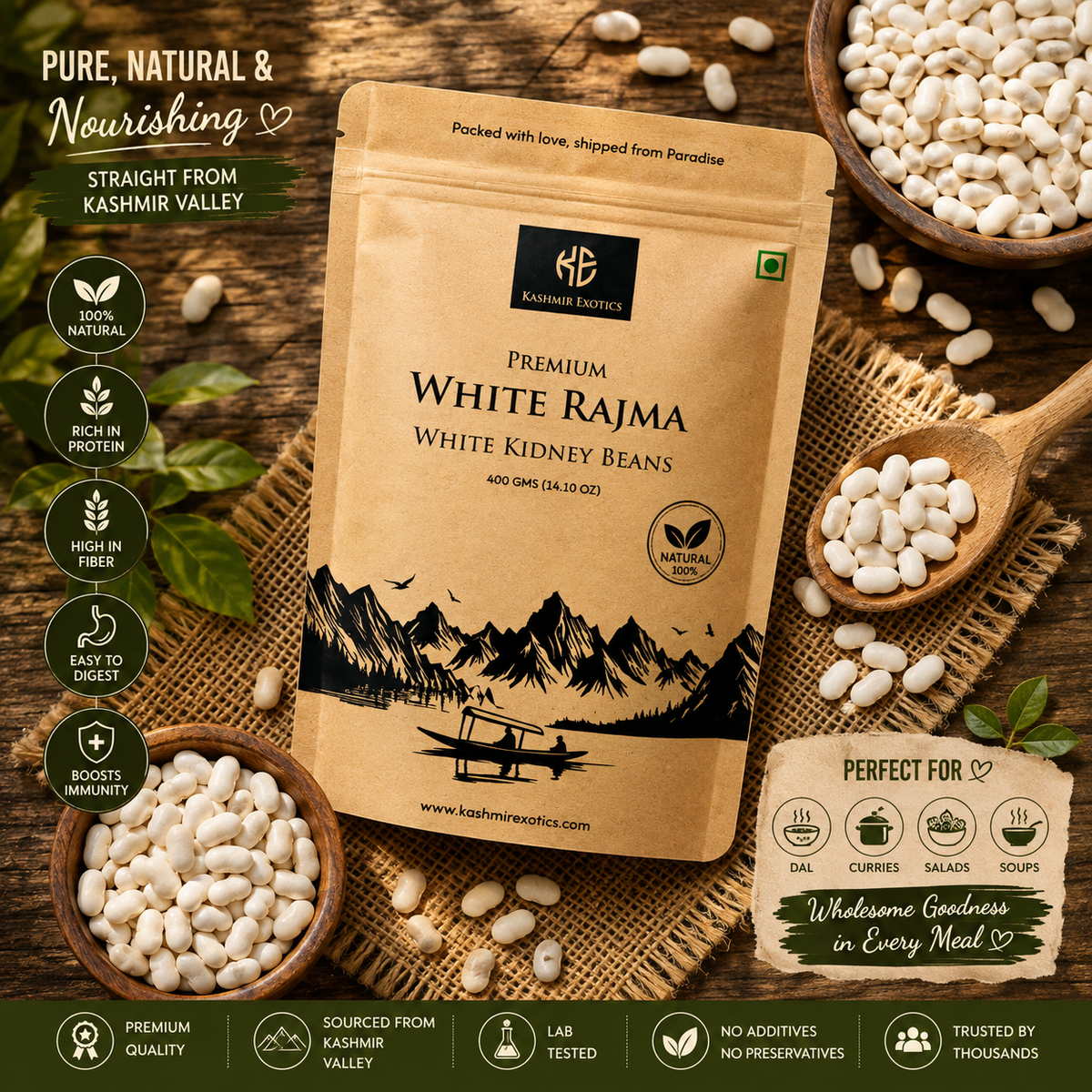 Premium White Rajma (White Kidney Beans) 400g