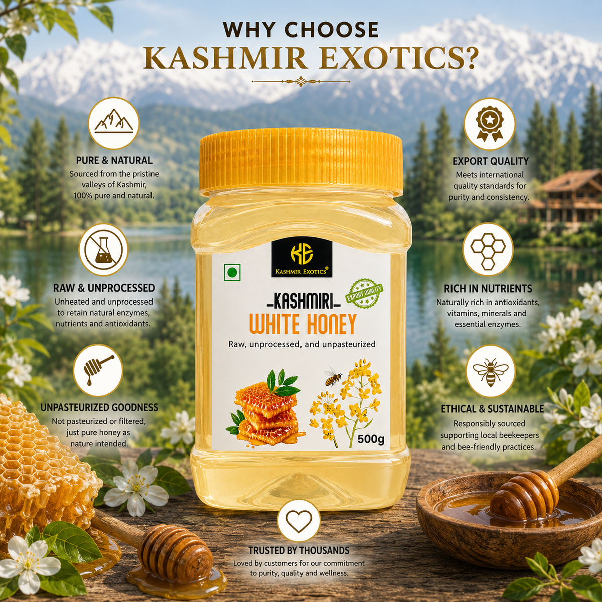 Pure Kashmiri Natural White Honey