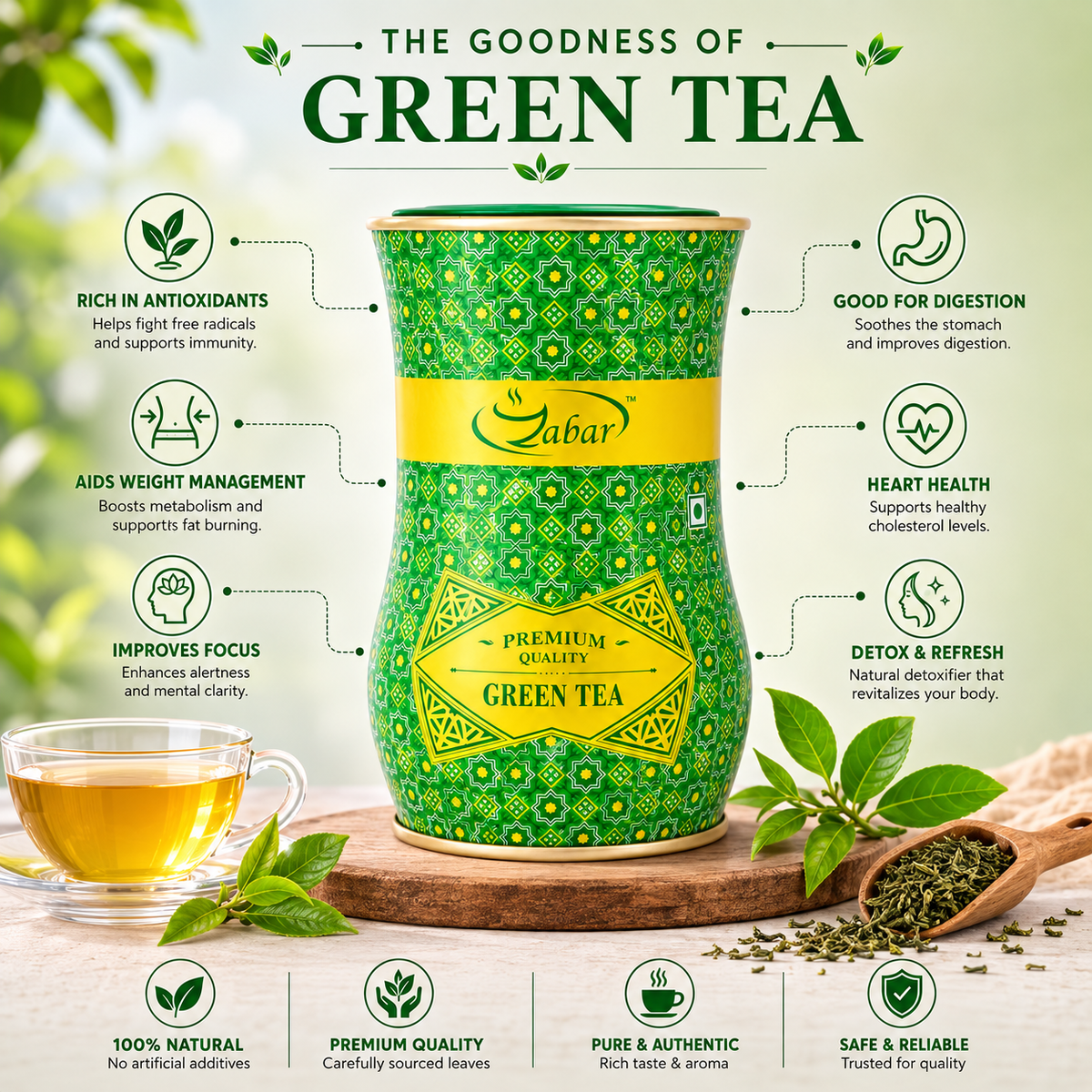 Zabar Premium Quality Green Tea 100 gms