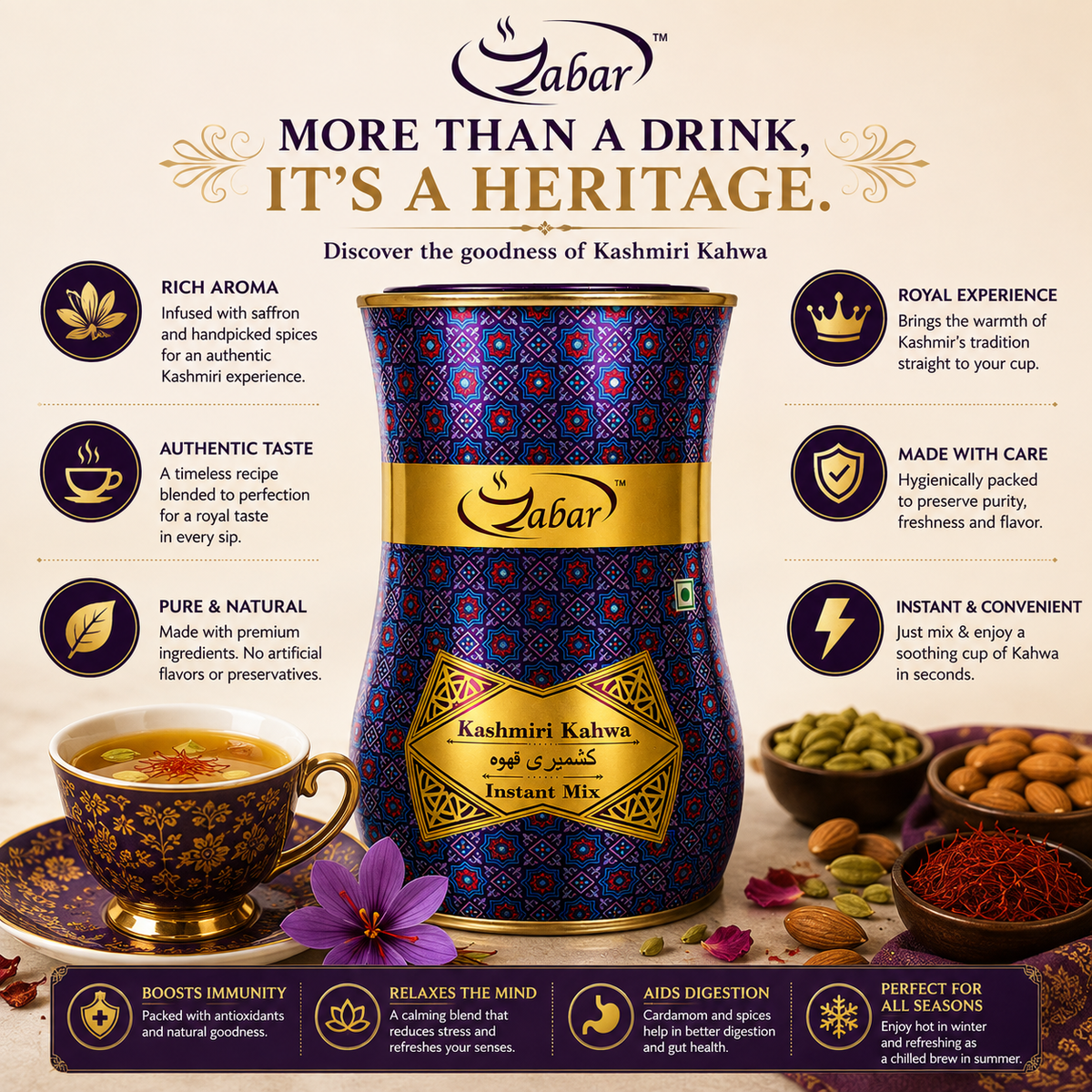 Zabar Kashmiri Kahwa Instant Mix 250 gm