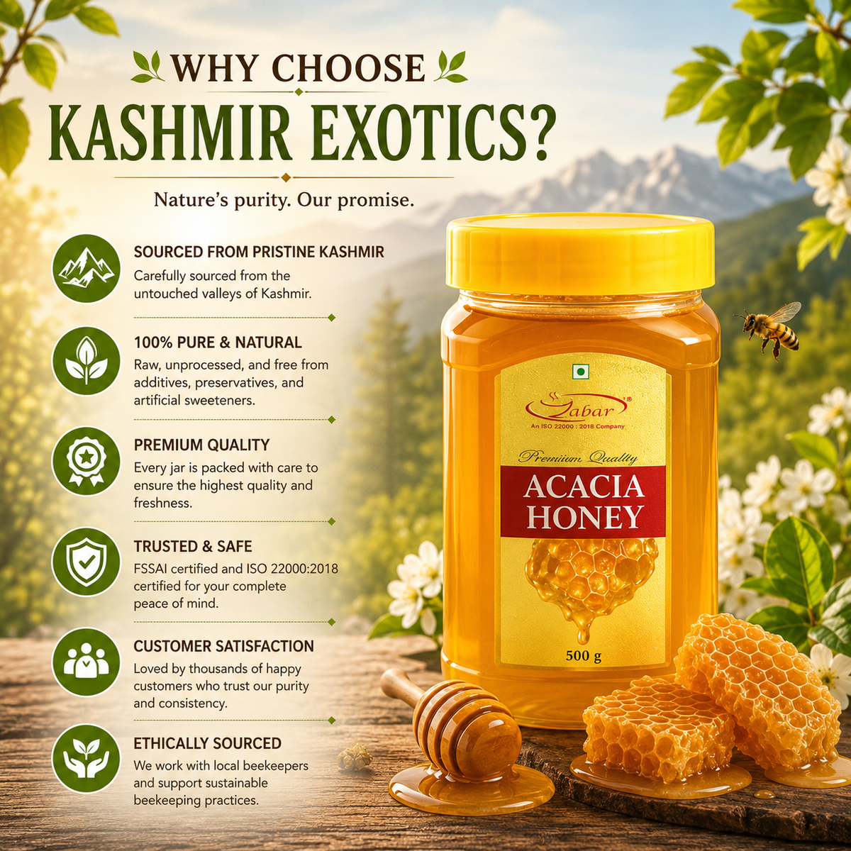 Zabar Kashmiri Acacia Honey 500gm