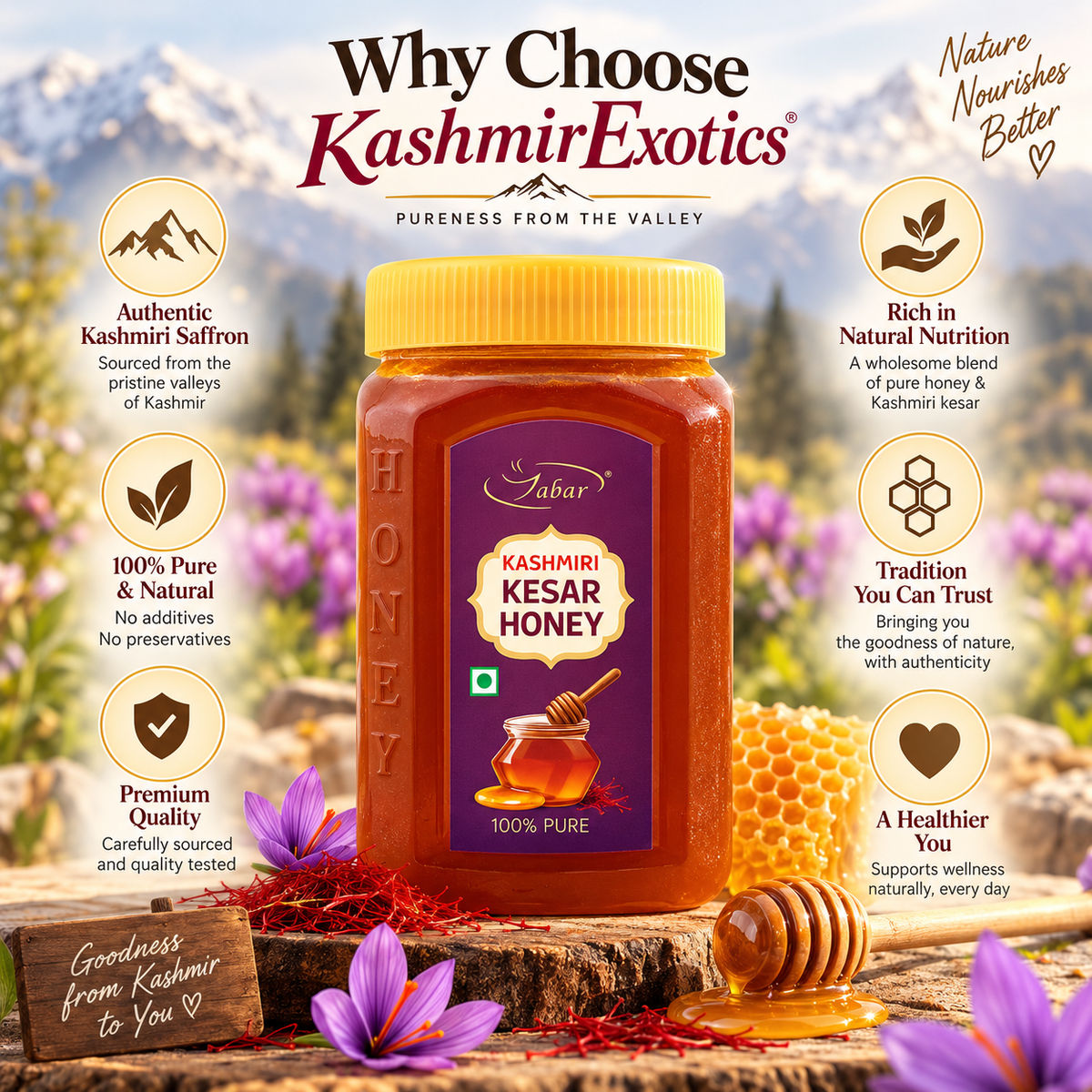 Zabar Kashmiri Kesar Honey 500 gm
